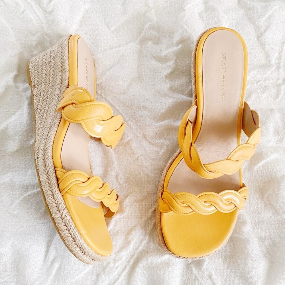 Stuart Weitzman Twist Espadrille Wedge Sandal Size 7 New - Picture 3 of 10